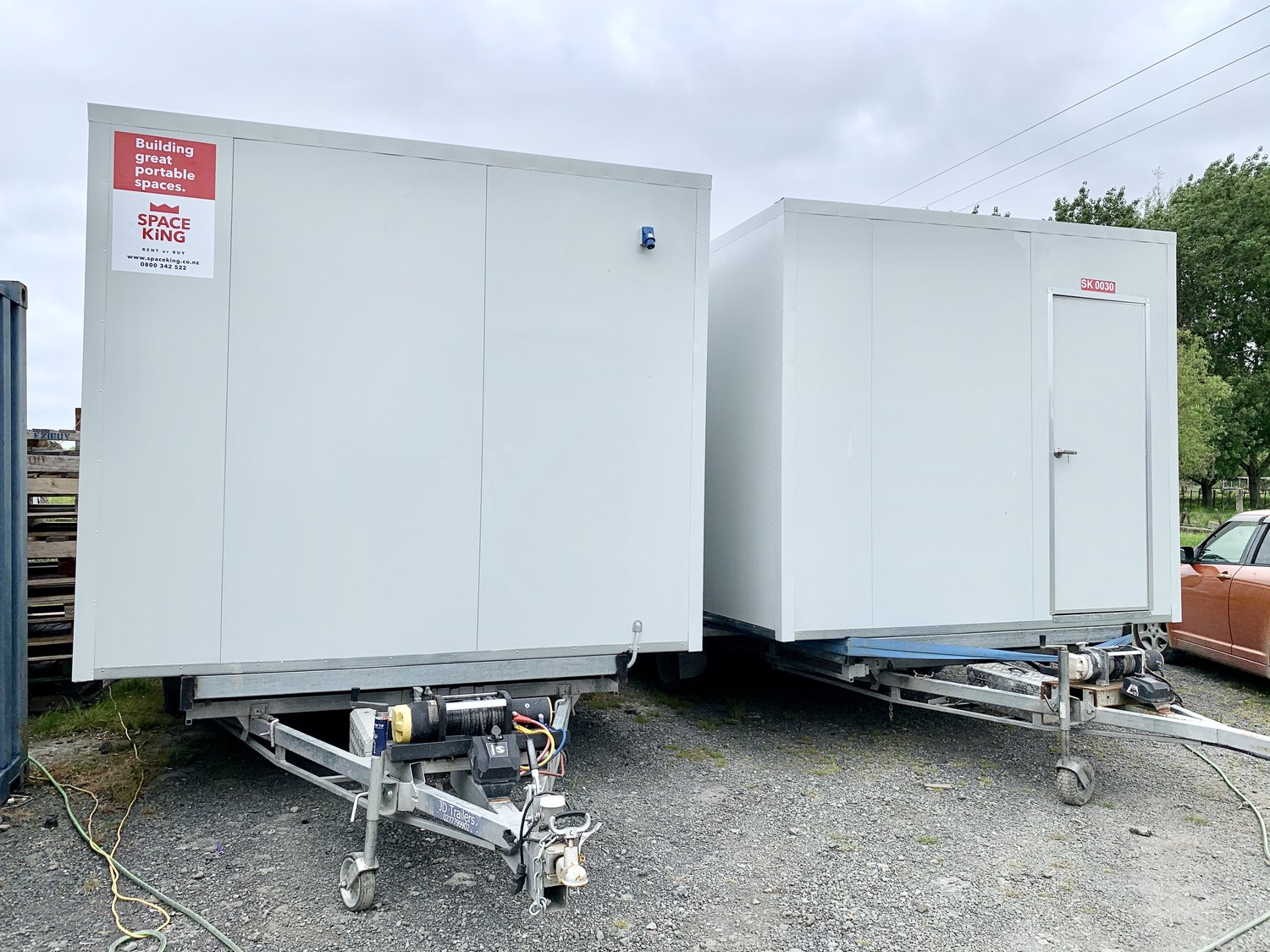 Two commercial portable buildings completed today and loaded onto our Space King trailers ready for delivery