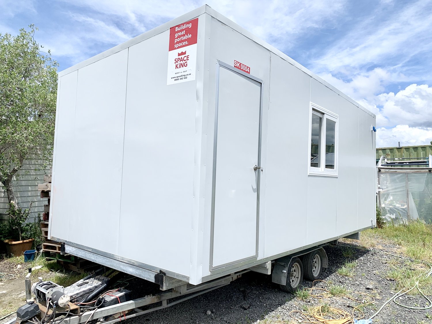 Commerical 6"3 portable buidling all loaded and ready to go on our Space King trailer!