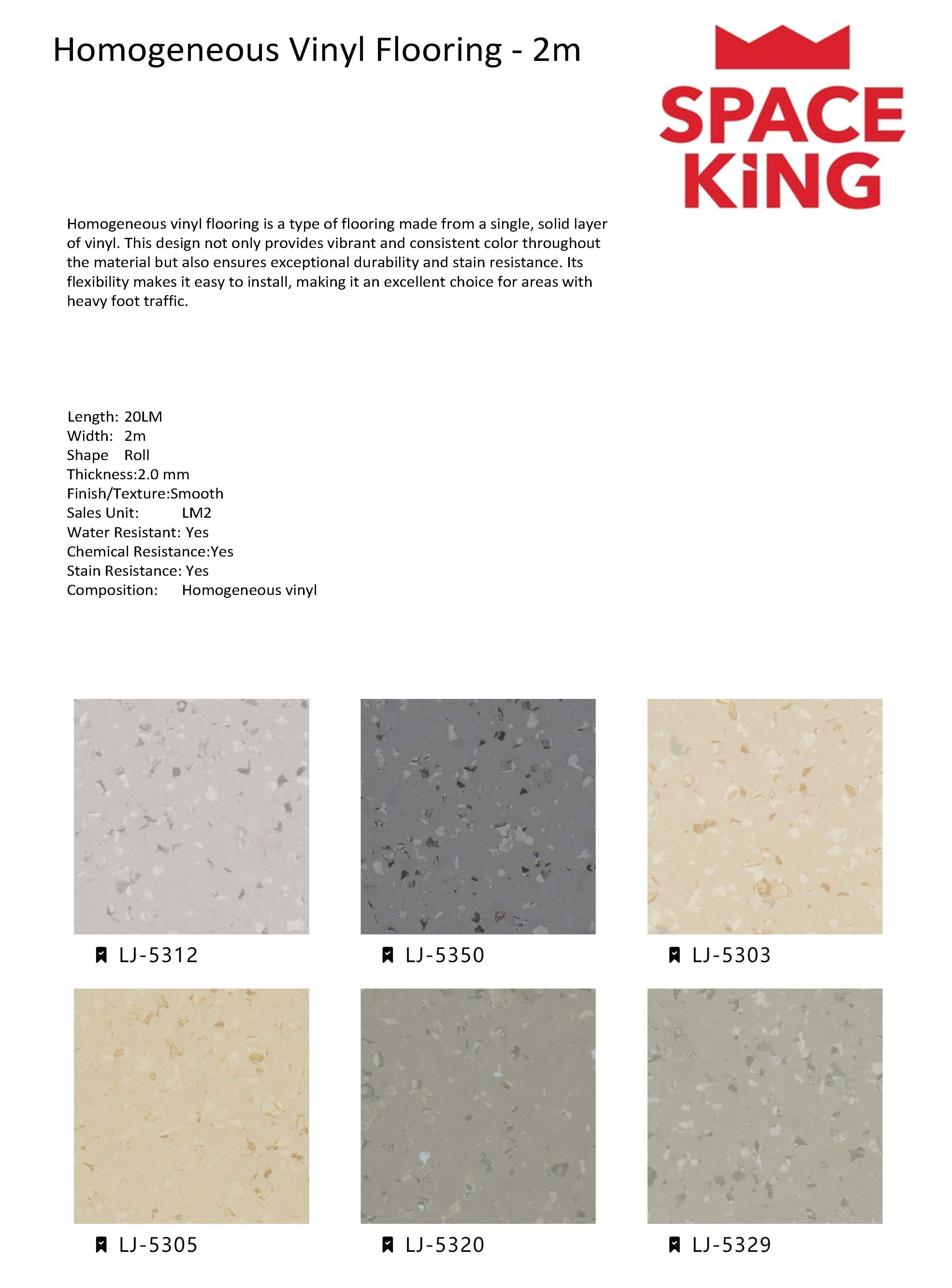 Homogeneous Vinyl Flooring - 2m